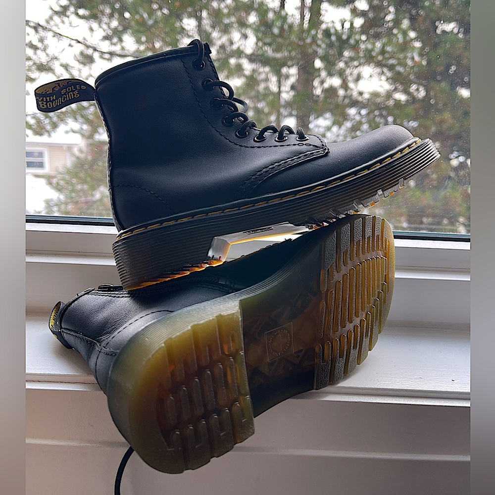 Kids Dr. Martens Boots Classic 1460 Yellow Stitching - Genuine Leather - Unisex